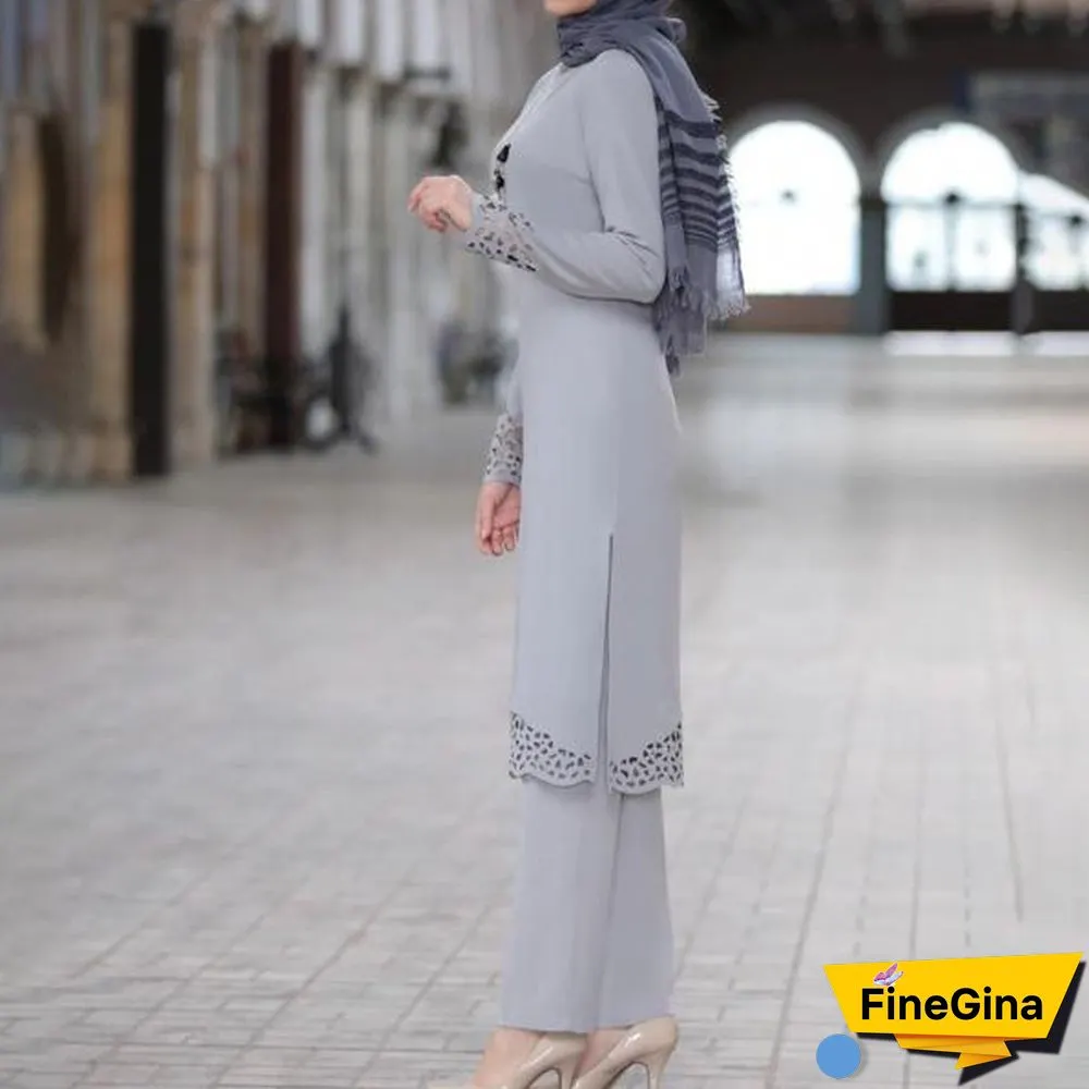 Robe Pants Outfits Chic Solid Color Two Piece Set Set