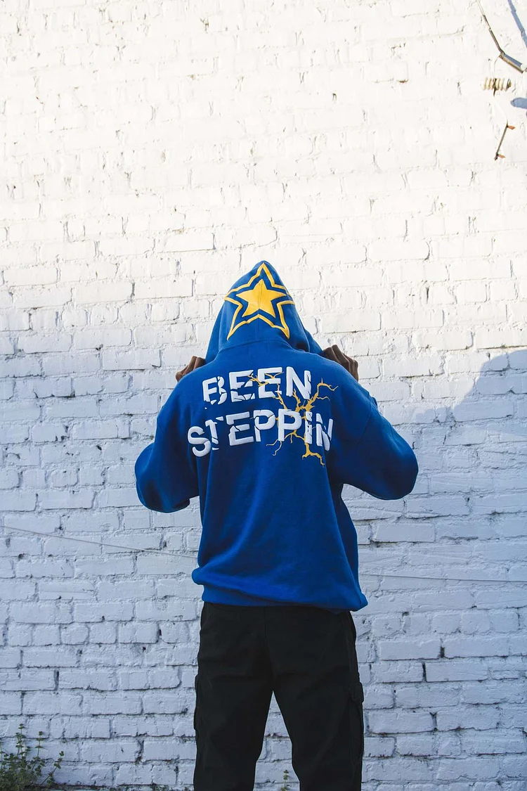 Street Retro Hip Hop Hoodie Letter Star Print Sweatshirt Top at Hiphopee