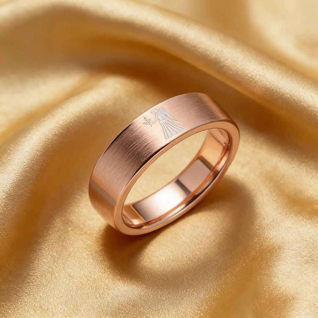 Rose Gold Tungsten Carbide Rings Flat Virgo Wedding Band Flat Top Comfort Fit 4MM 6MM 8MM Width