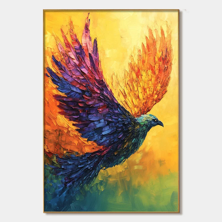 FLIGHT OF FANCY: Textured Impasto Bird Oil Painting（Canvas painting）