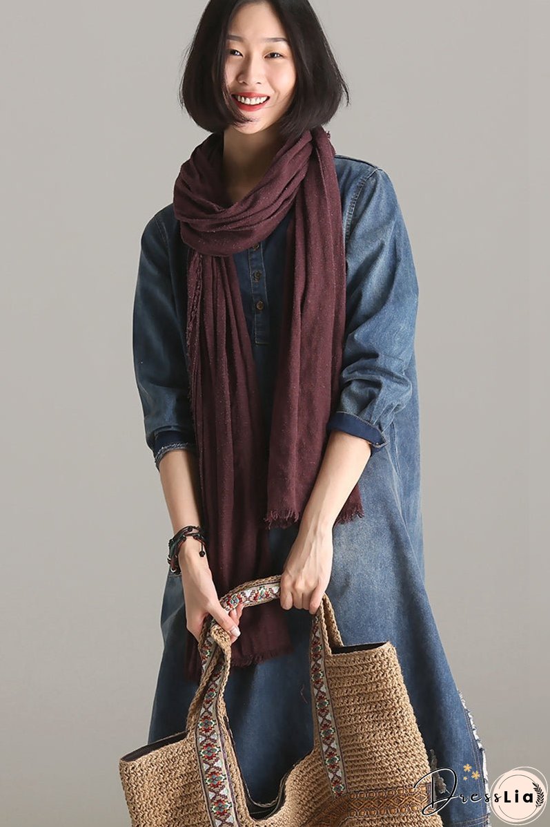 Vintage Casual Blue Denim Dresses Women Clothes