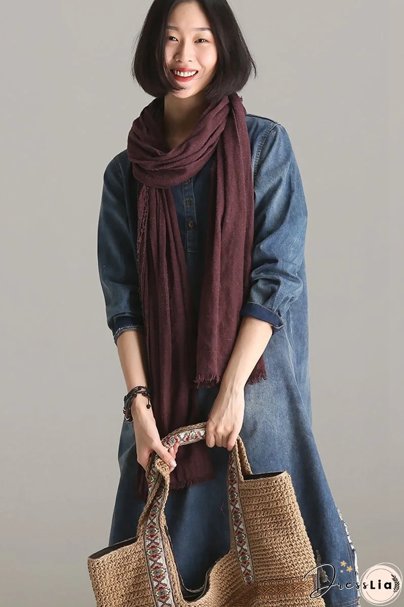 Vintage Casual Blue Denim Dresses Women Clothes