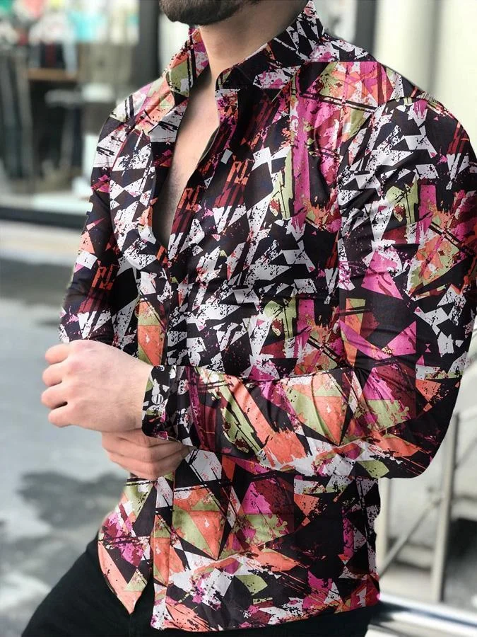 As Picture Shirt Collar Abstract Casual Shirts & Tops