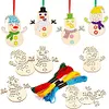 10Pcs Christmas Snowman - Cross Stitch Wood Pendants Embroidery 10cm