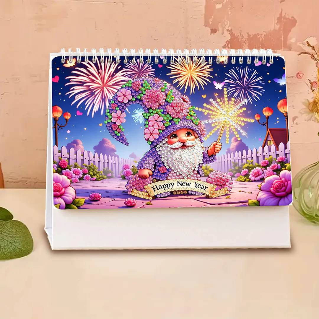 Goblin 2027 DIY Paper Diamond Painting Calendar Set Special Shaped Drill Monthly Flip Tabletop Calendar Kit Handmade for Adults Beginners Gift Home Office Decor