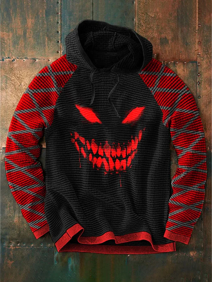 Men's Halloween Scary Face Print Hoodie