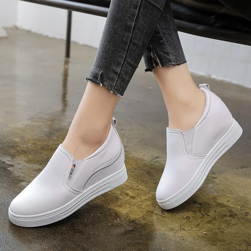 Qengg Women Shoes New High Heel Lady Casual Women Sneakers Leisure Platform Wedge Shoes Height Increasing Shoes Zapatos De Mujer