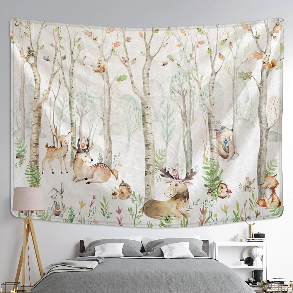 Zoo Cartoon Illustration Tapestry Wall Hanging Witchcraft Psychedelic Tapiz Hippie Cute Children Room Home Decor