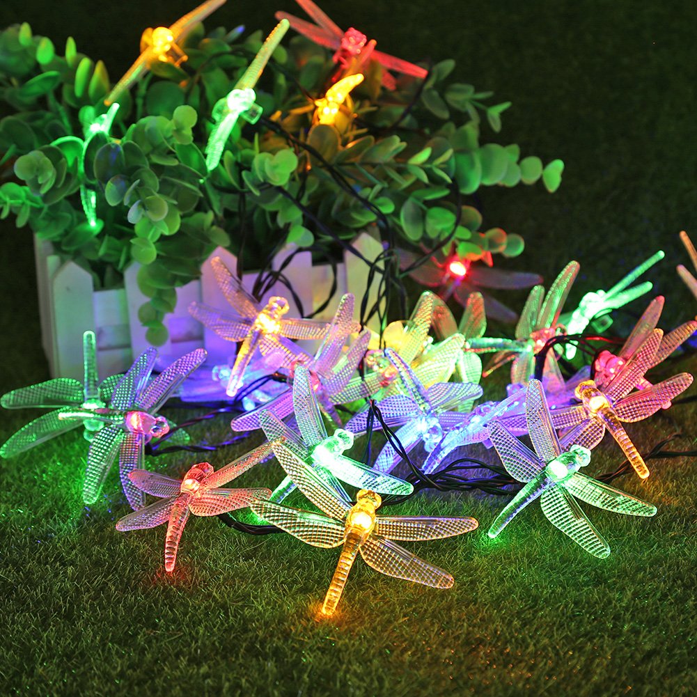 

5m/6.5m Solar Dragonfly LED String Lights Garland Waterproof Fairy Lamps, 6.5m30led, 501 Original