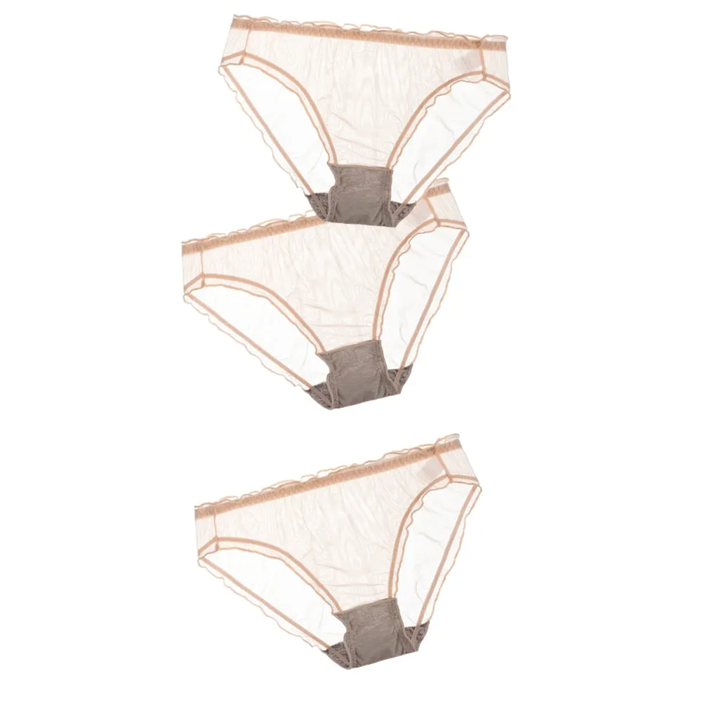 3Pcs Women Sexy Panties Lace Underpants Low-waist Panties Mesh See Through Perspective Briefs Female Fashion Underwear Lingerie