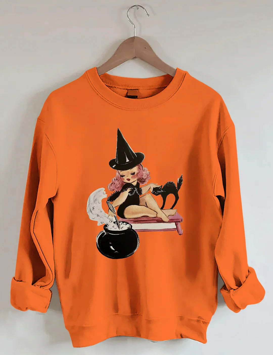 Halloween Little Witch Girl Cat Sweatshirt