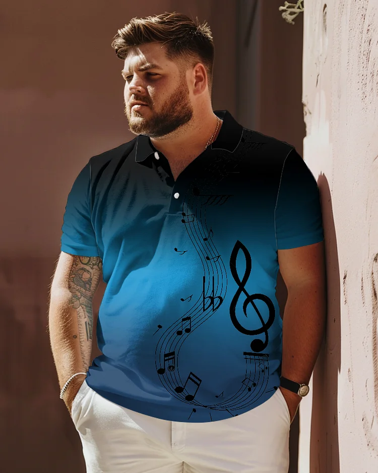 Gradient Note Printed POLO Large Men's Short Sleeve T-Shirt