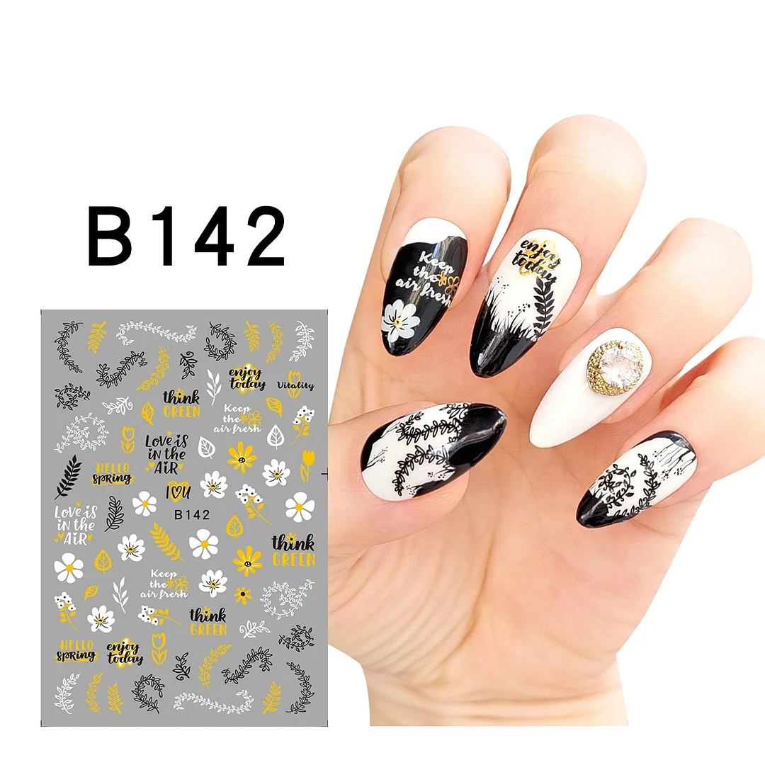 1Pcs Iridescent Silver Laser Snowflakes 3D Nail Stickers Leaves Flowers Summer Self Adhesive Transfer Sliders For Manicures Tips-Nail Inspo