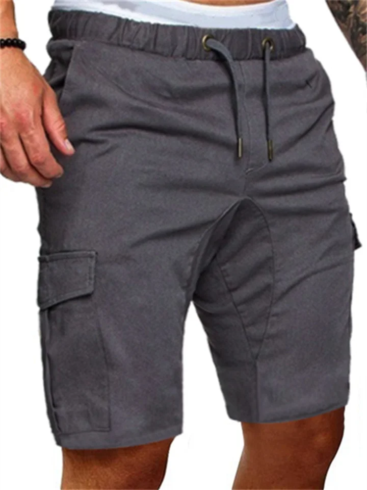 Men's Cargo Shorts Bermuda shorts Drawstring Elastic Waistband with Side Pocket Plain Outdoor Sports Short Outdoor Daily Sports Casual Shorts Slim ArmyGreen Black Inelastic-Cosfine