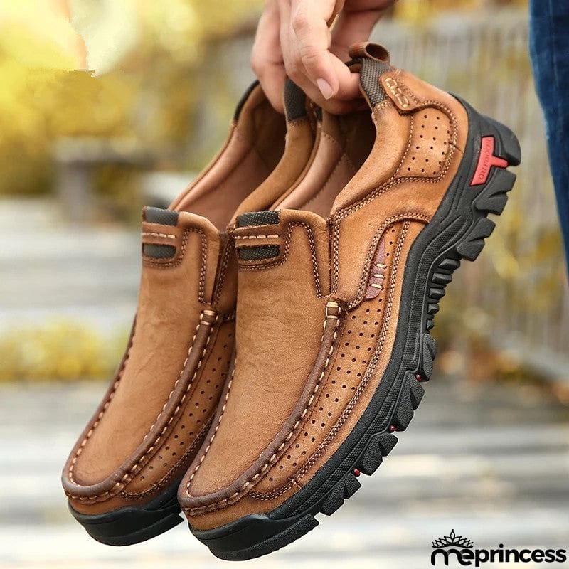 Men's Breathable Genuine Leather Handmade Walking Shoes