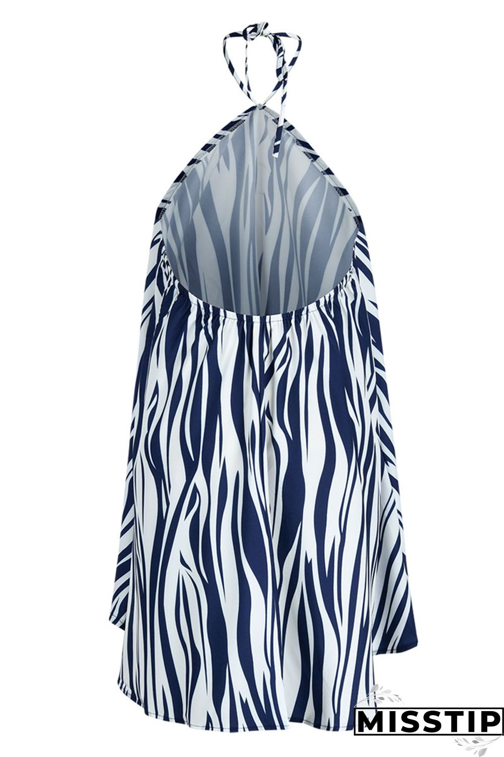 Gradient Color Fashion Casual Print Bandage Backless Halter Sleeveless Dress Dresses