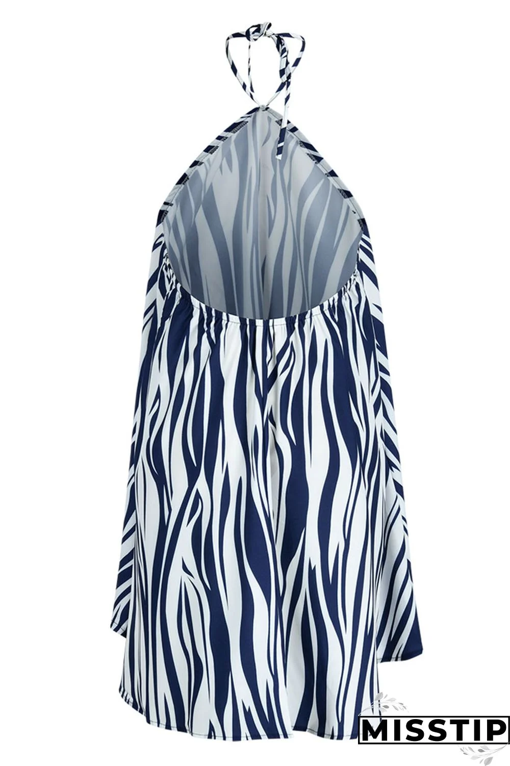 Gradient Color Fashion Casual Print Bandage Backless Halter Sleeveless Dress Dresses