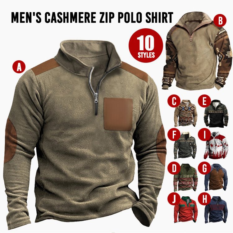 Men's Cashmere Zip Polo Shirt