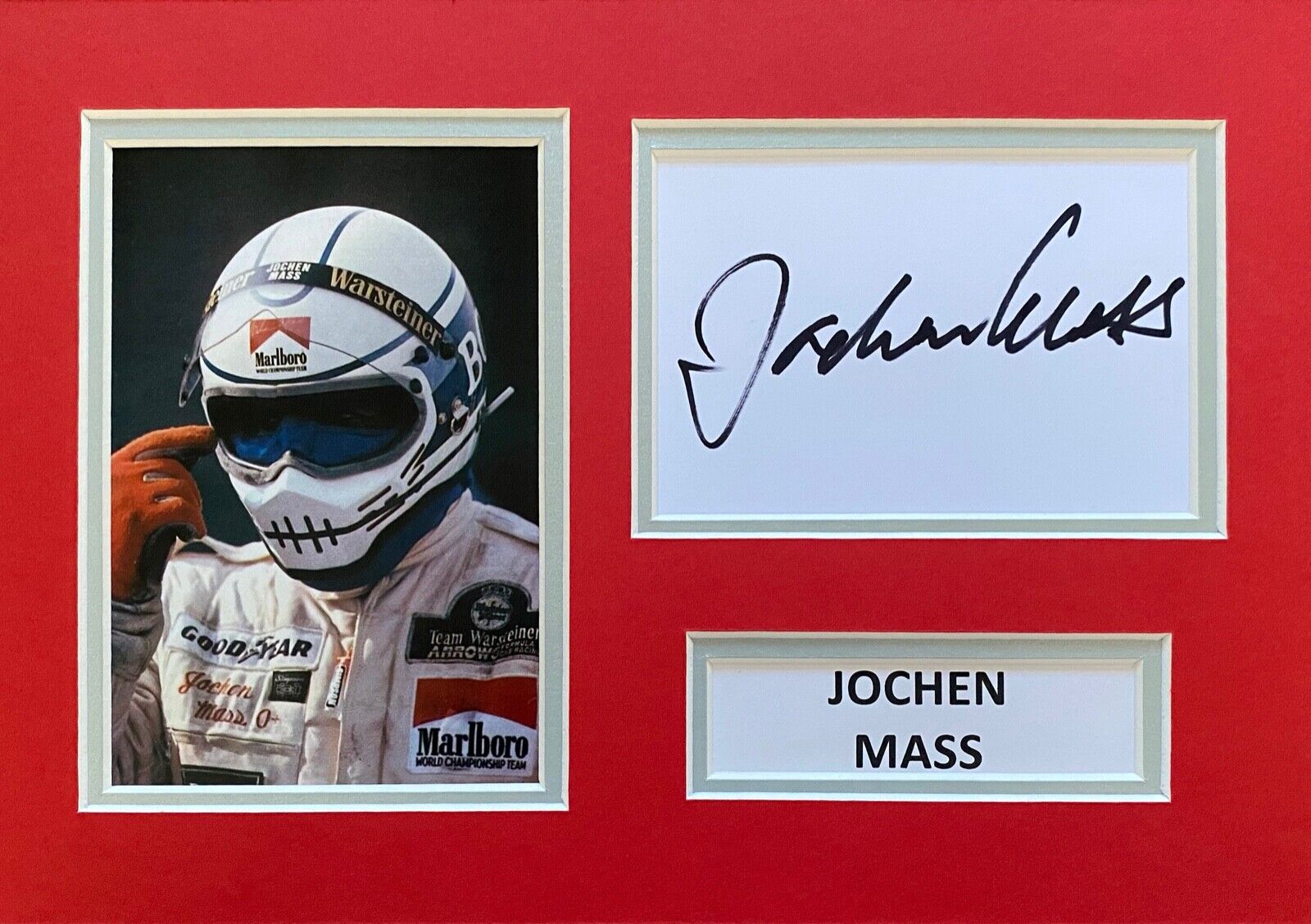 JOCHEN MASS HAND SIGNED A4 Photo Poster painting MOUNT DISPLAY FORMULA 1 AUTOGRAPH F1 1