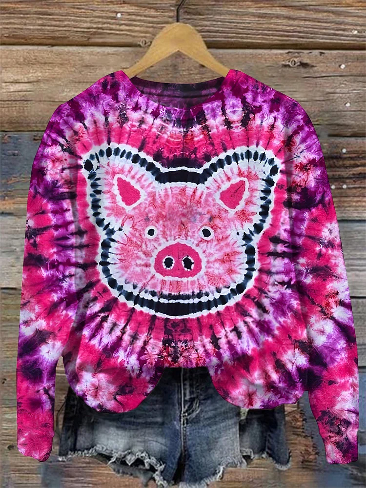 Trippy Colorful Tie Dye Print Casual Sweatshirt