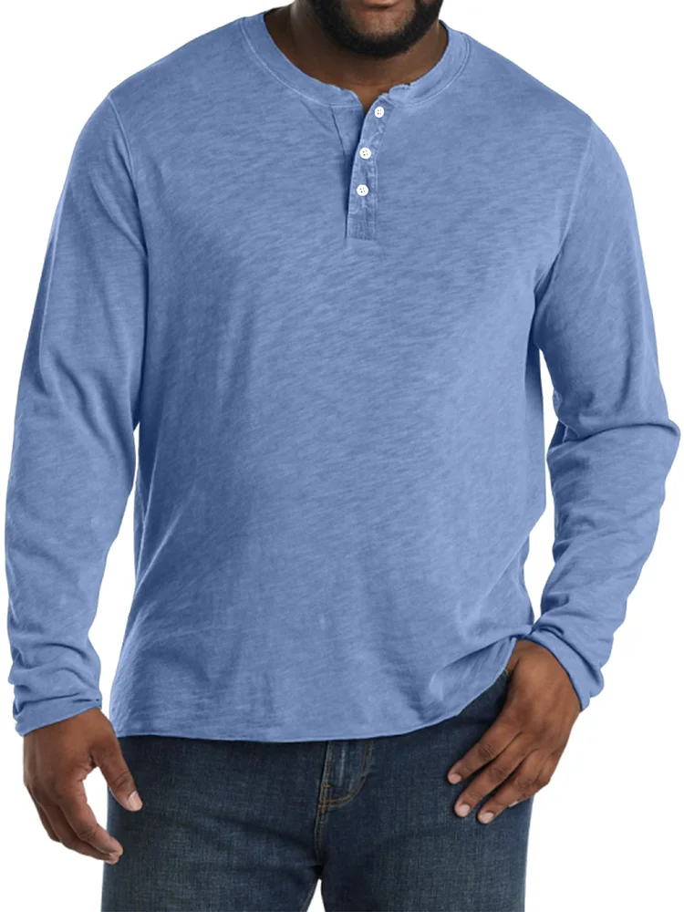 Men's Casual Everyday Button Down Solid Color Henley Shirt
