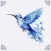 Blue And White Porcelain Hummingbird-11CT Stamped Cross Stitch 40*40cm tapestrymarket