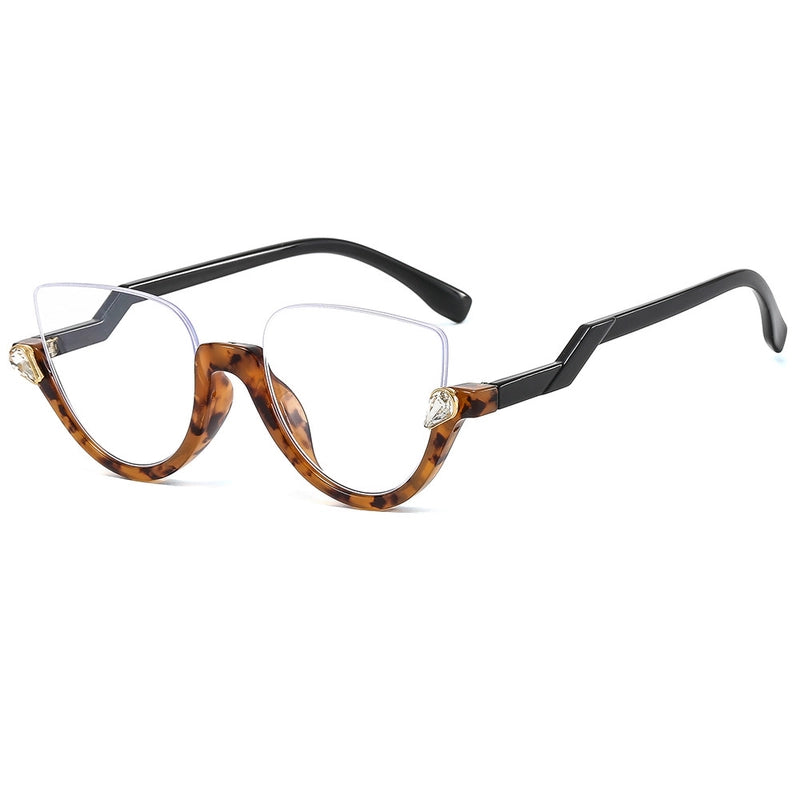 Minimalist Classic Style Solid Color Pc Butterfly Frame Half Frame Optical Glasses