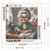 Dr&ocirc;le de vieille dame-peinture diamant ronde-30*30cm
