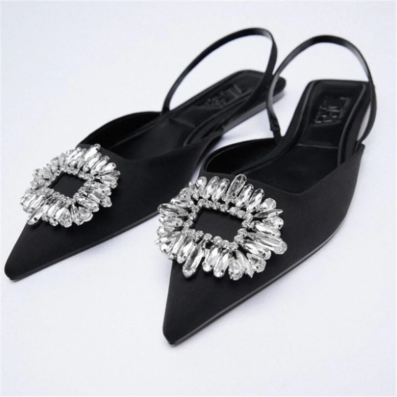 Meotina Mules Women Shoes Thin High Heels Pointed Toe Sandals CrystalFashion Back Strap Ladies Sandals Autumn Summer Rose Red
