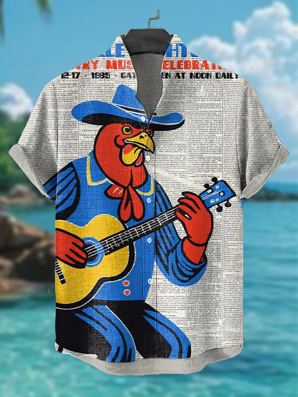 Men's Nashville Night Country Music Celebration Print Short Sleeve Shirt