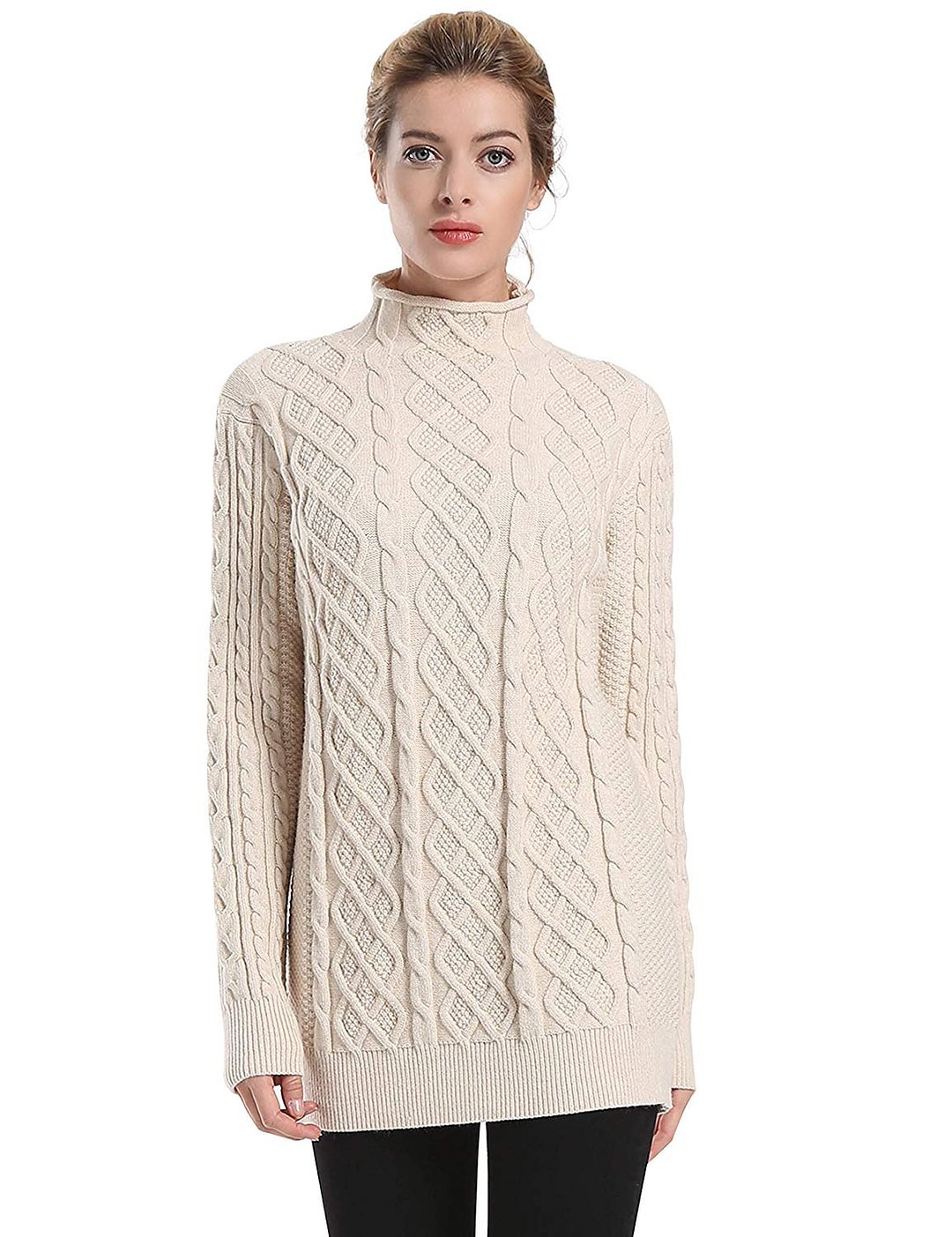 cable knit mock neck