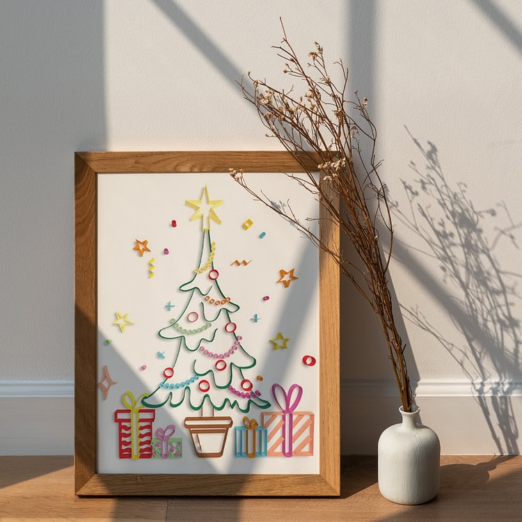 Paper Filigree Painting Kit-Christmas Tree