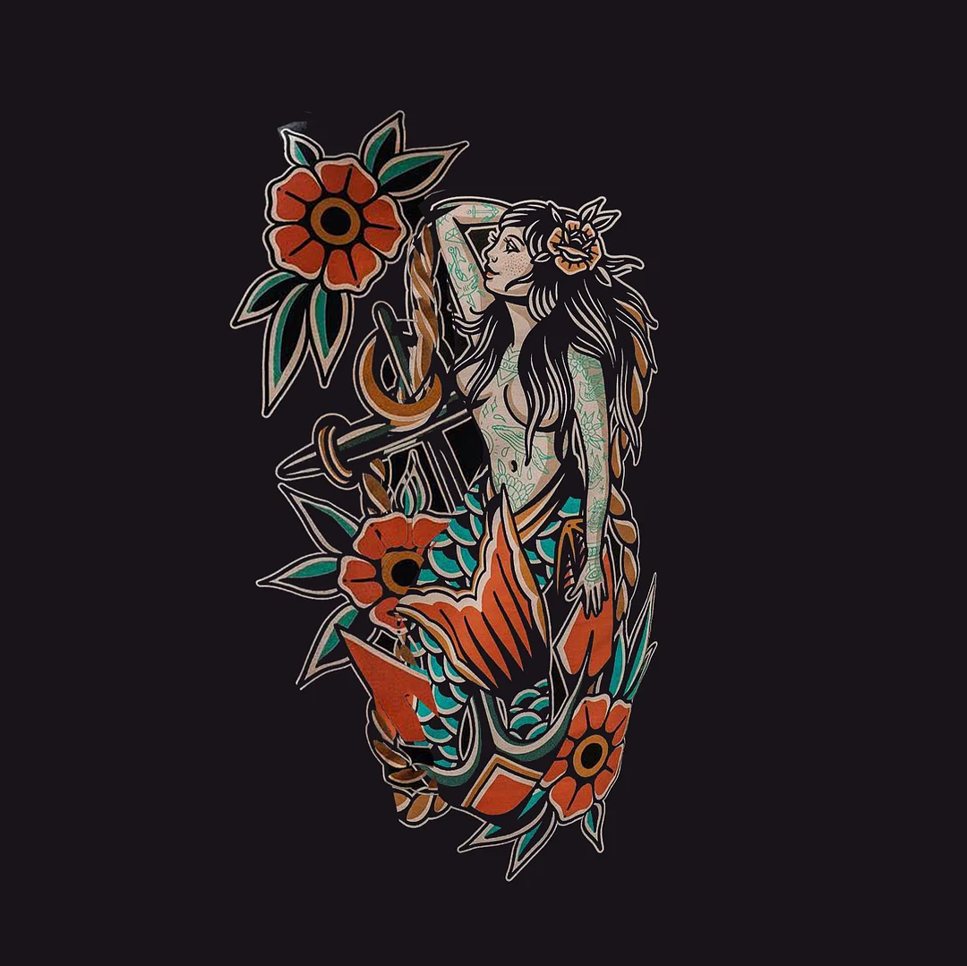 Mythology Goddess with Flowers Graphic Casual Black Print T-shirt