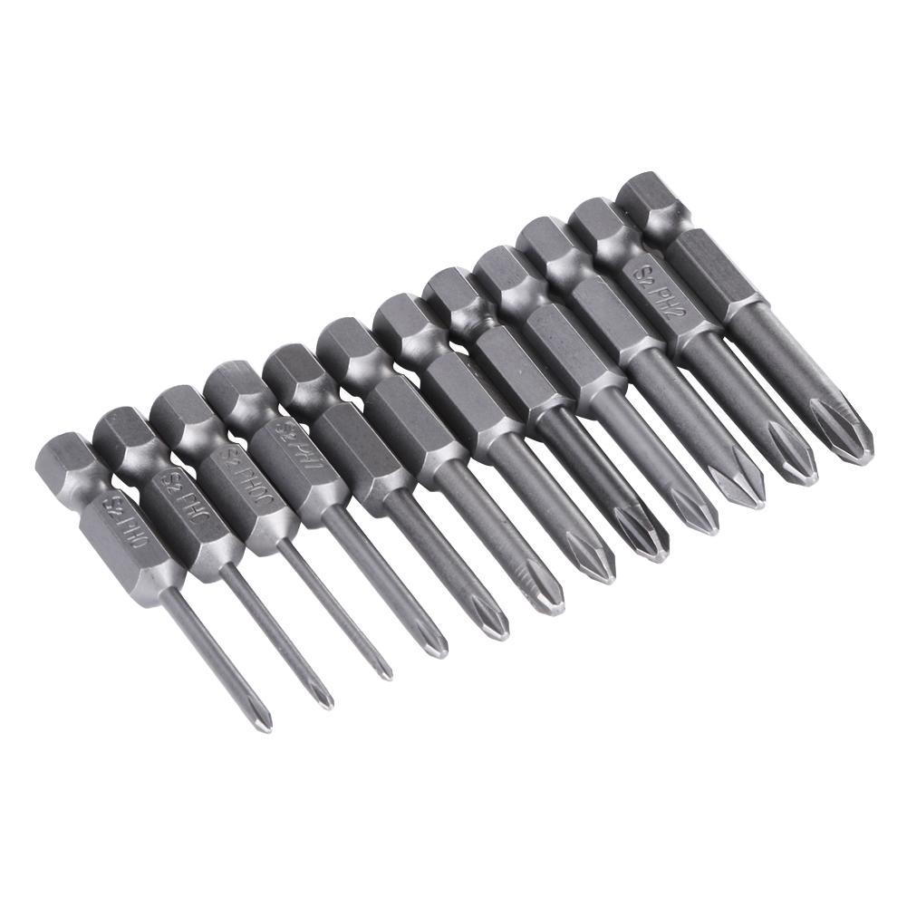 

12pcs 50mm 1/4 Inch Hex Shank Magnetic Phillips Cross Screwdriver Bits, 501 Original