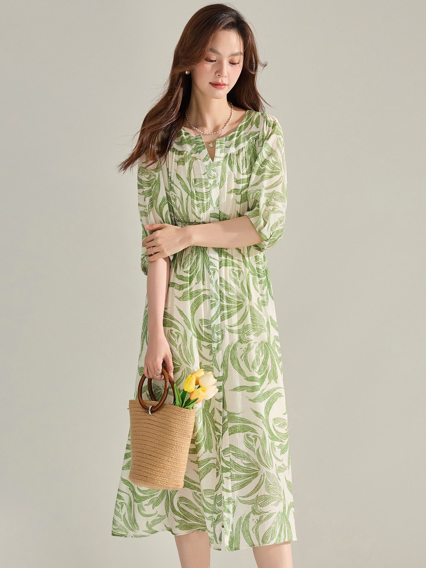  thdmladies Bridget Toile Leaf Midi Dress thedmladies