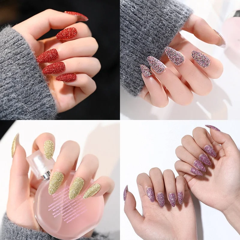 Free shipping fake nails Nail Art Decorations 24pcs Fake Nails Solid Color Frosted Matte Full Cover новогодние накладные ногти-Nail Inspo