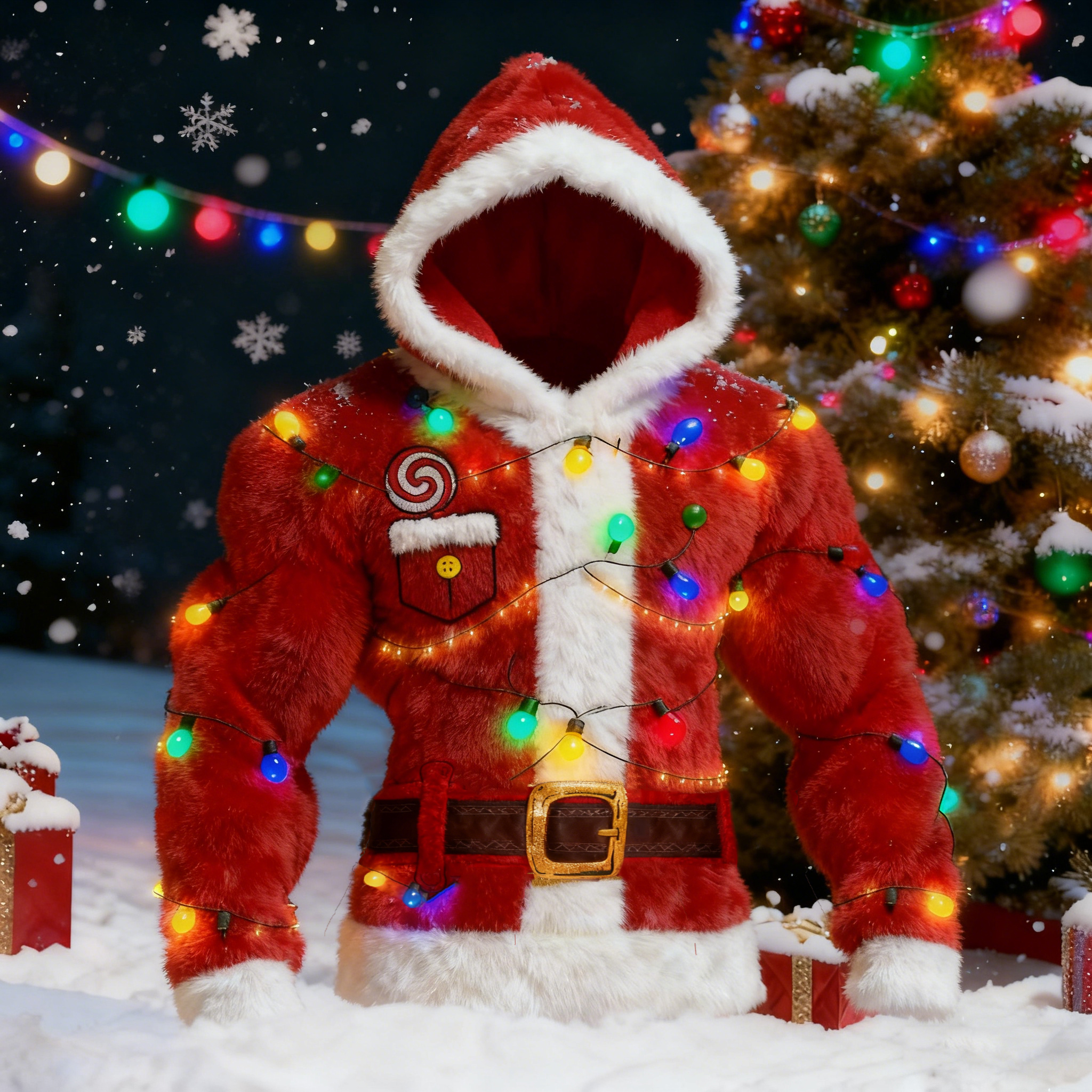 Men's Santa Claus Light-up Pattern Cosplay Hooded Ugly Sweater elevenforest