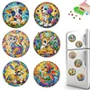 (US Only)6Pcs 2D/Flat DIY Animals Diamond Painting Fridge Magnets Kit for Art Crafts Gift