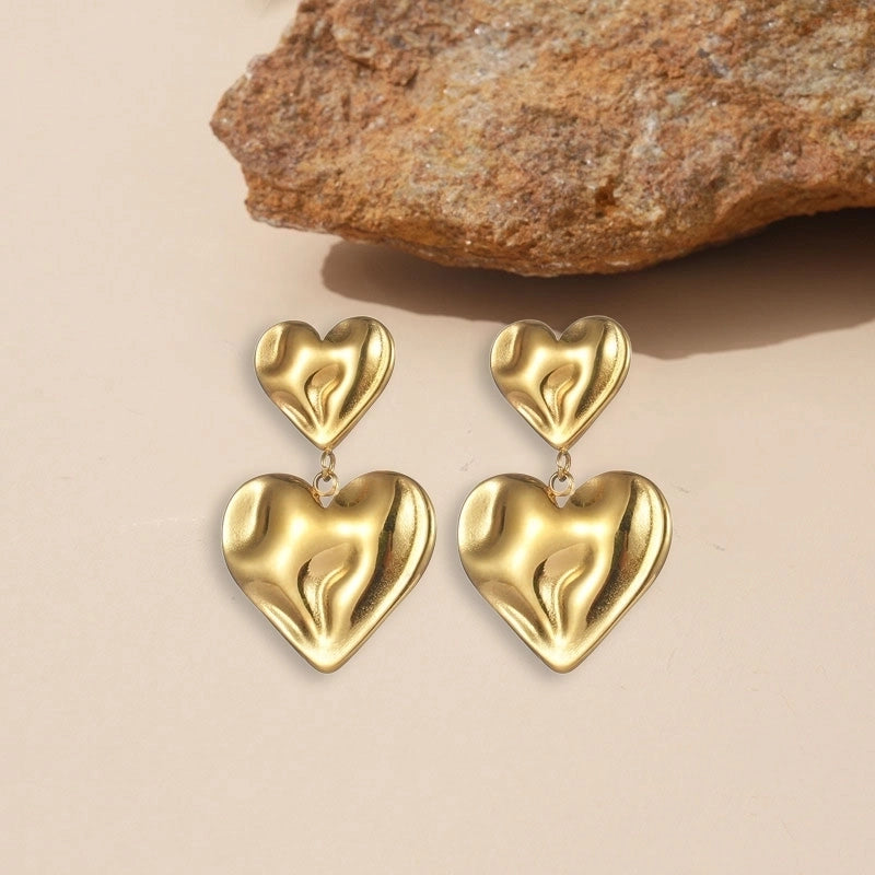 1 Pair IG Style Elegant Heart Shape 304 Stainless Steel Drop Earrings