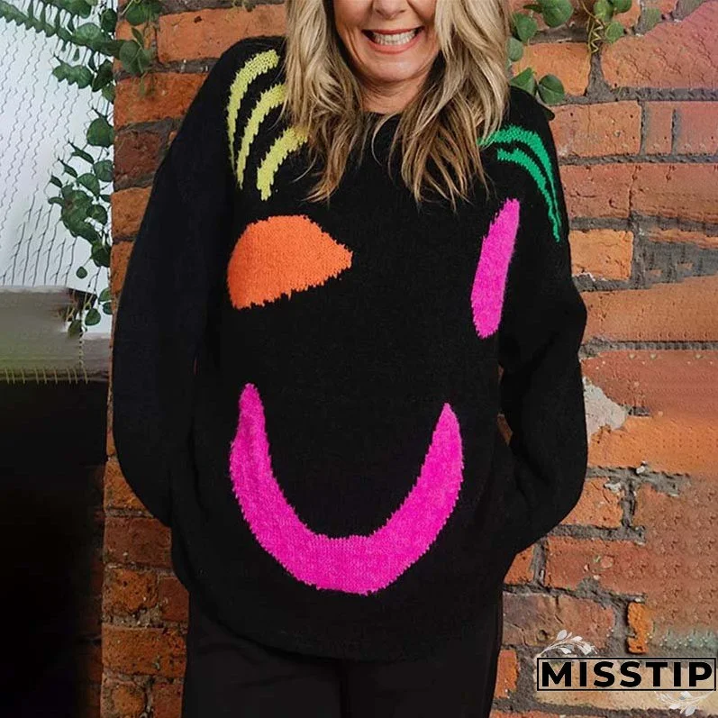 Smiley Casual Knit Sweater
