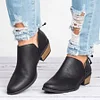 Plain  Chunky  Low Heeled  Point Toe  Casual Ankle Boots