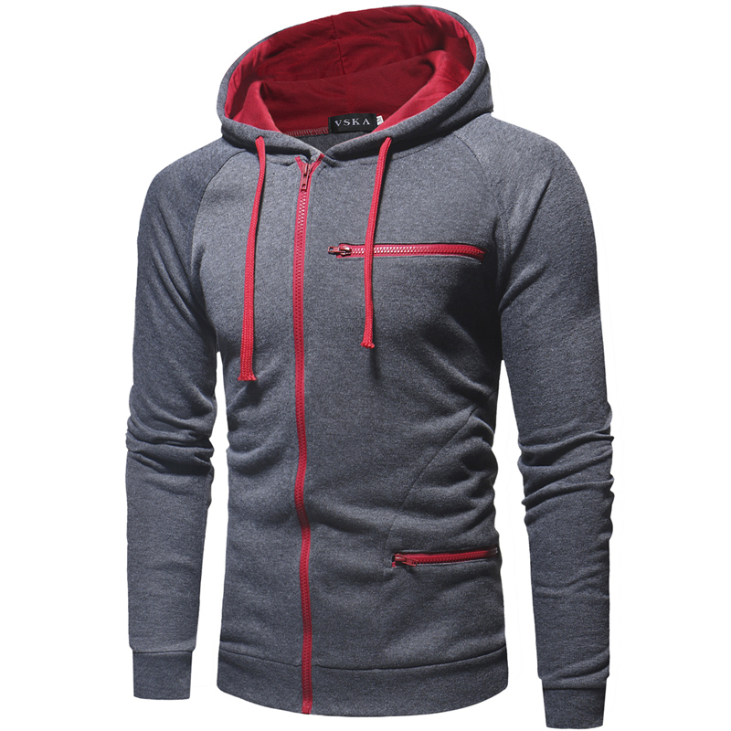 Men's Fashion Casual Solid Jacket Slim Fit Street Harajuku Zip Sports Hoodie