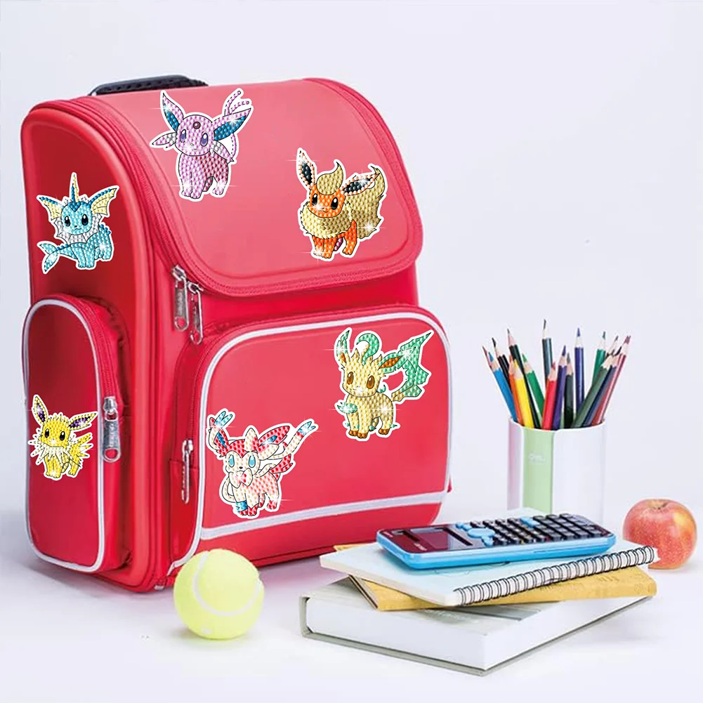 9pcs Pikachu Diamond Painting Sticker Crystal Diamond Sticker for Boys Girls