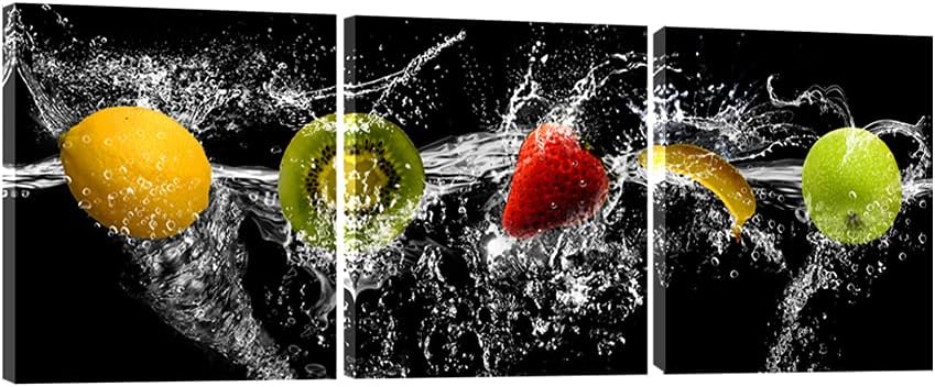 Pyradecor Dancing Fruit Modern Landscape Artwork 3 Panels Canvas Prints on Stretched Canvas Wall Art Dcor for Living Room Home Decorations 12x12inchx3pcs (30x30cmx3pcs)