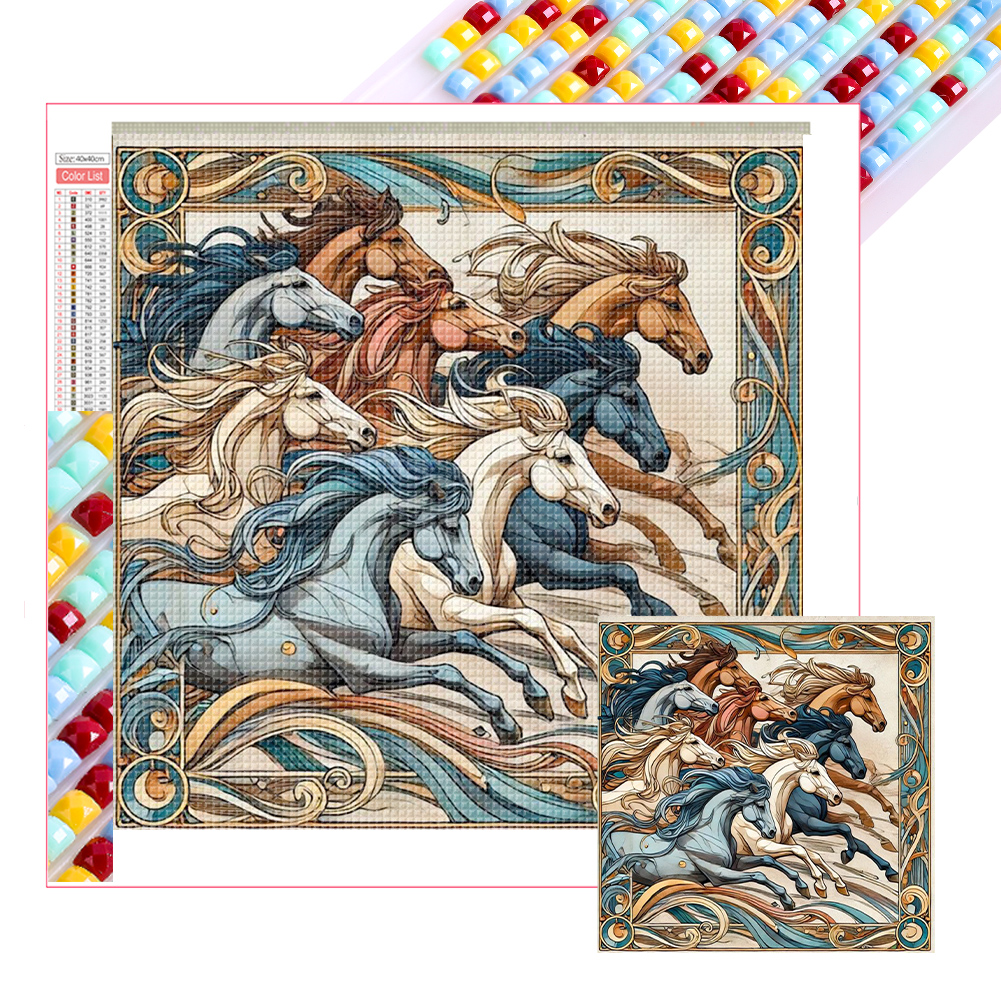 Running Horse 40*40cm(picture) full square drill diamond painting