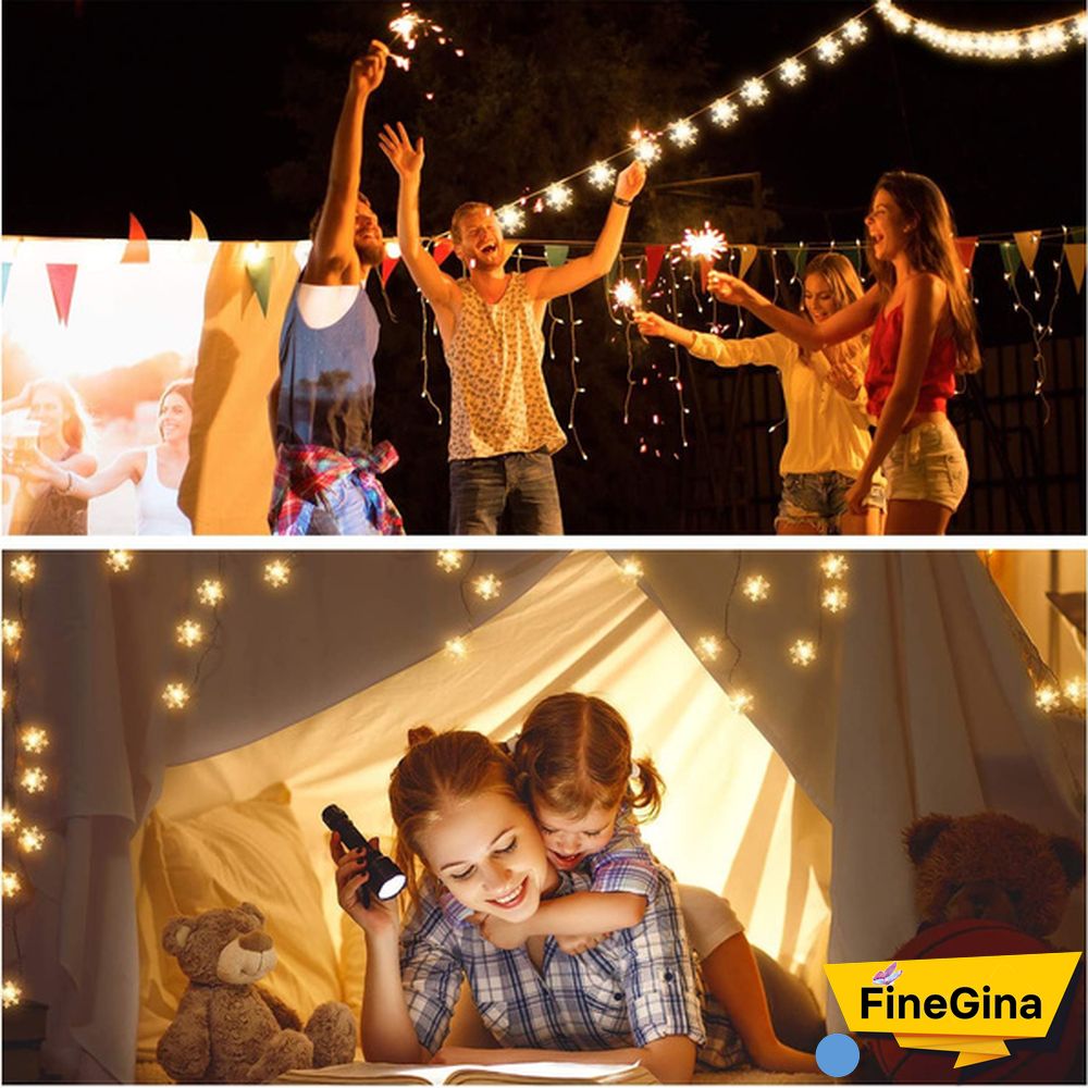 Battery Operated Snowflake Fairy String Lights For Indoor Outdoor Home Bedroom Patio Room Garden Party Xmas Christmas Tree Decorations(Battery Is Not Include)