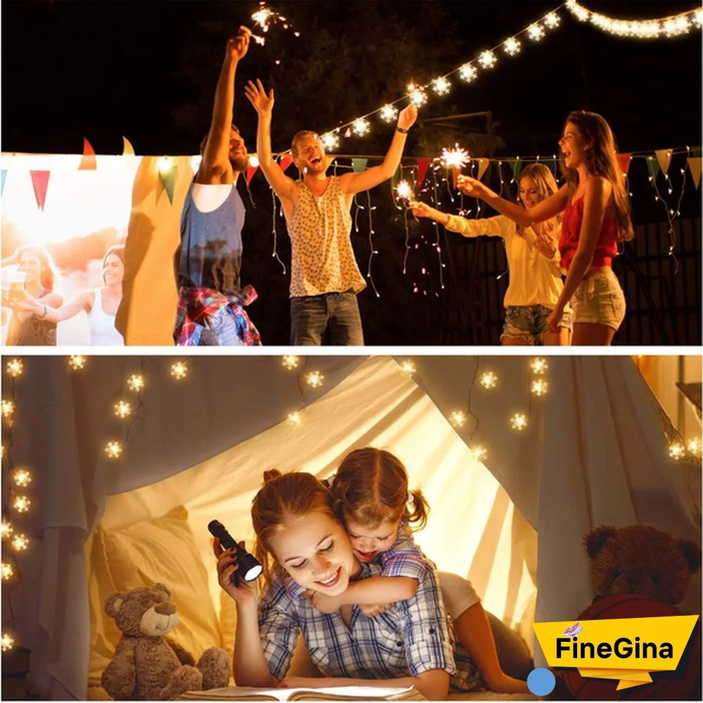 Battery Operated Snowflake Fairy String Lights For Indoor Outdoor Home Bedroom Patio Room Garden Party Xmas Christmas Tree Decorations(Battery Is Not Include)