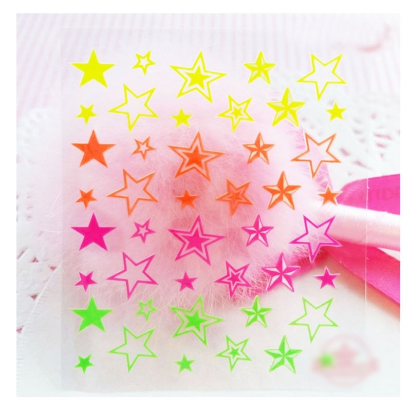 Nail Art 3D Decal Stickers Neon Lines Stars Summer Nails Self Adhesive Manicure Acrylic Designs Tool