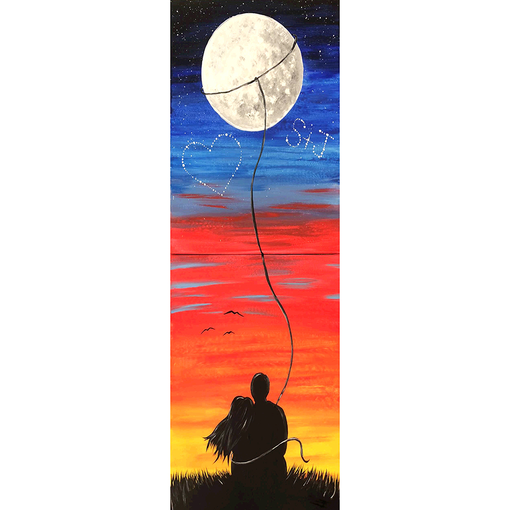 

30*80CM-Moon Couples Rhinestone-Round Drill Diamond Painting, 501 Original