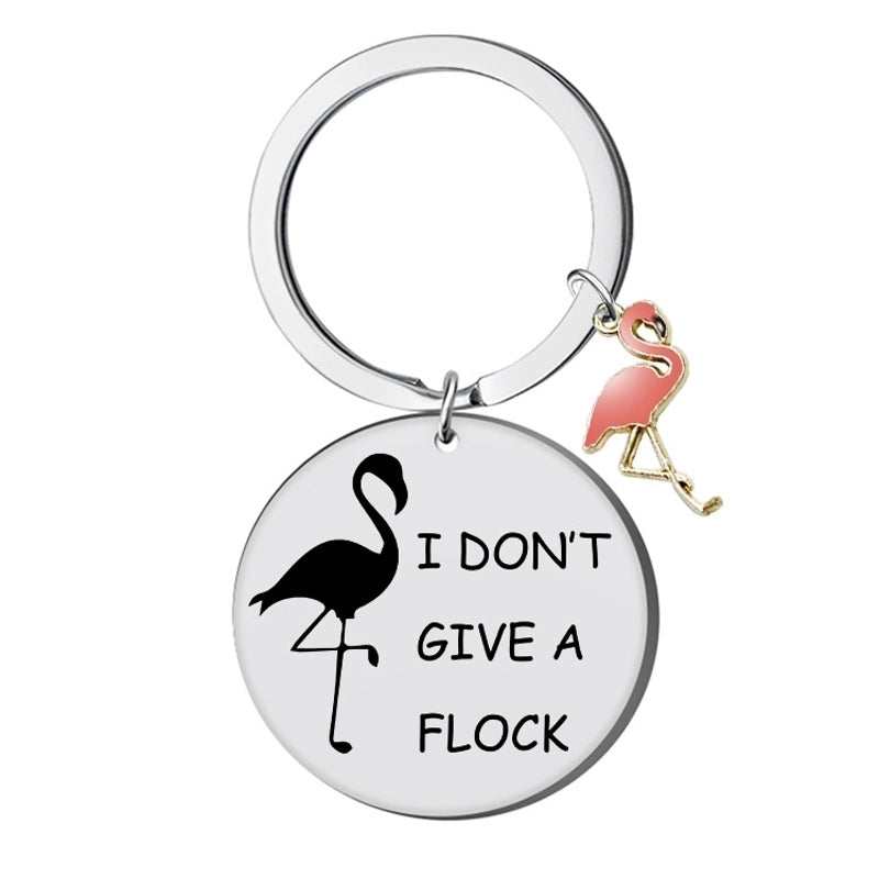 Minimalist Letter Flamingo Stainless Steel Unisex Bag Pendant Memorial Keychains